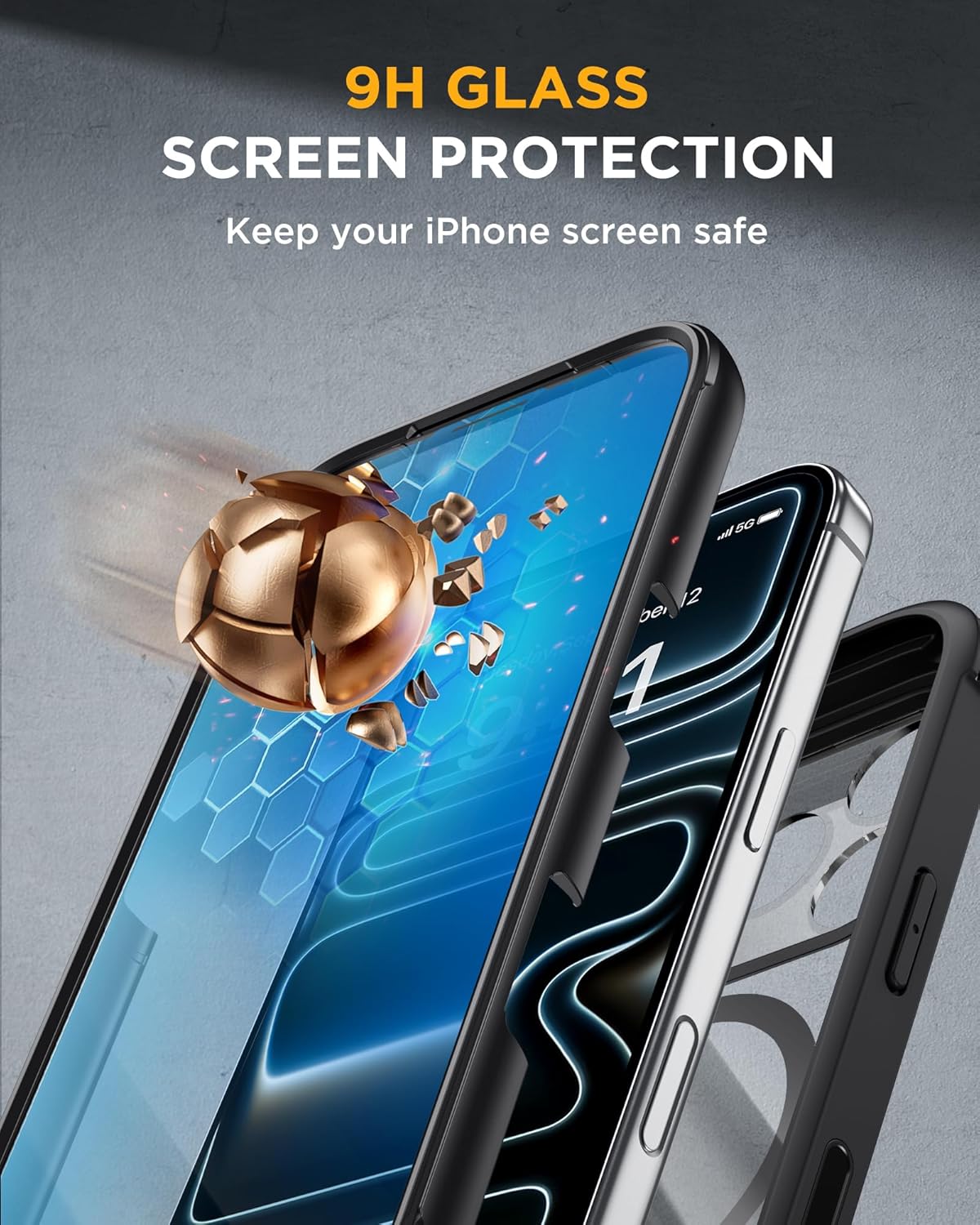 iPhone 17 Pro Max 6.9" Full-Body Case with Built-in Glass Screen & Camera Protector, Magnetic