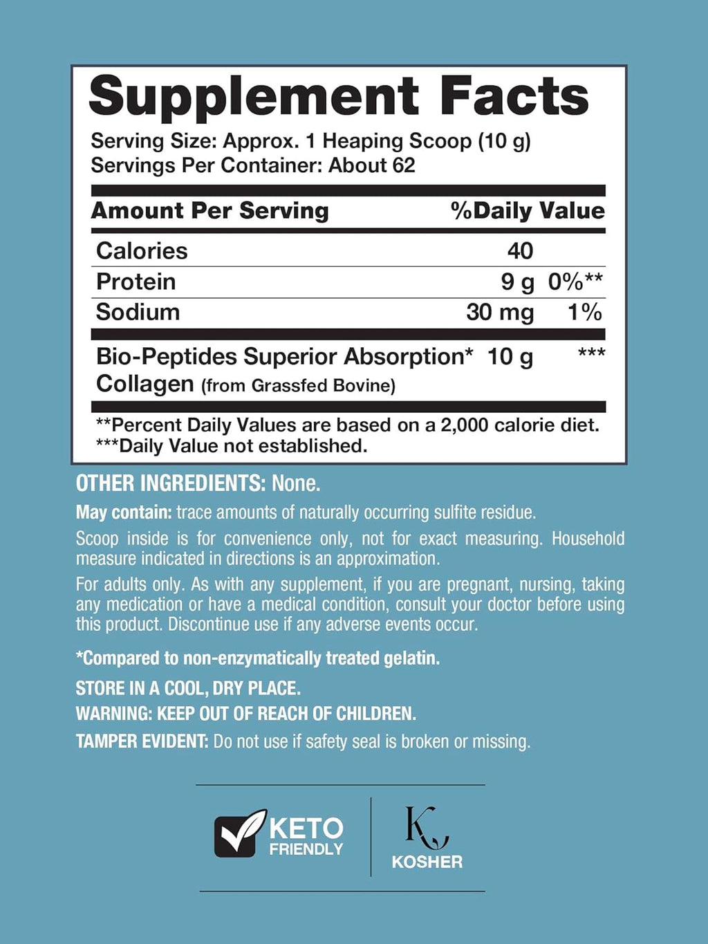 Collagen Bio-Peptides Powder 22oz | Superior Absorption for Hair, Skin & Nails | Grass-Fed Protein