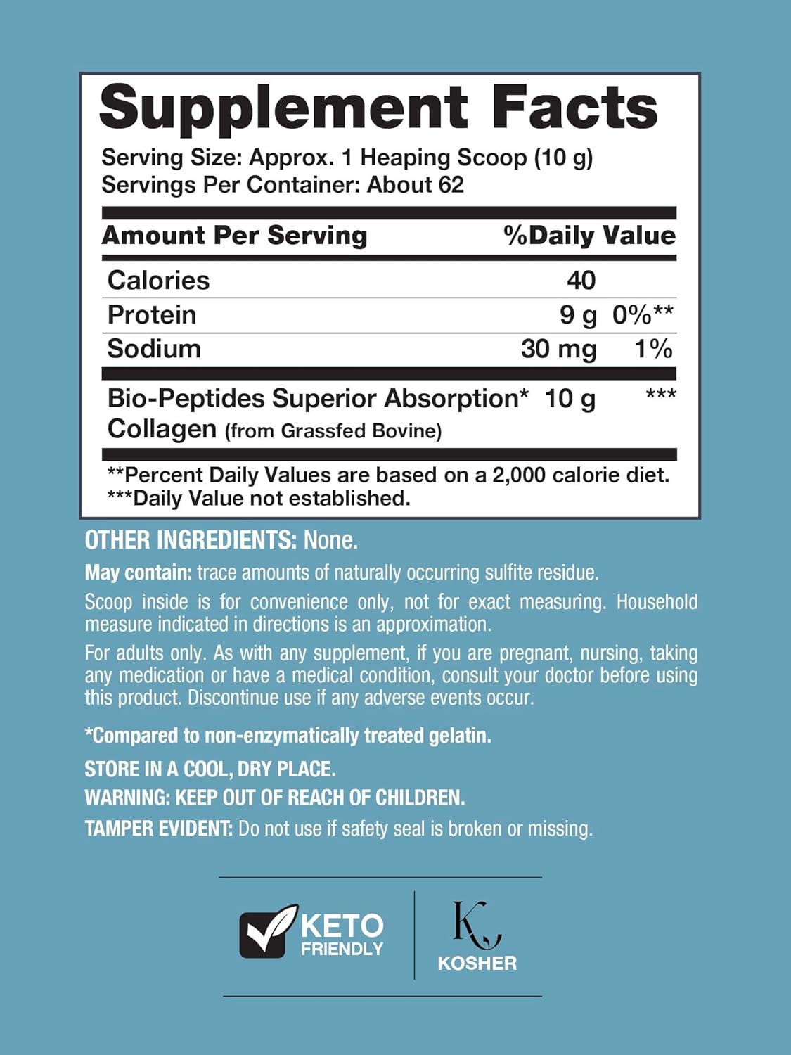 Collagen Bio-Peptides Powder 22oz | Superior Absorption for Hair, Skin & Nails | Grass-Fed Protein