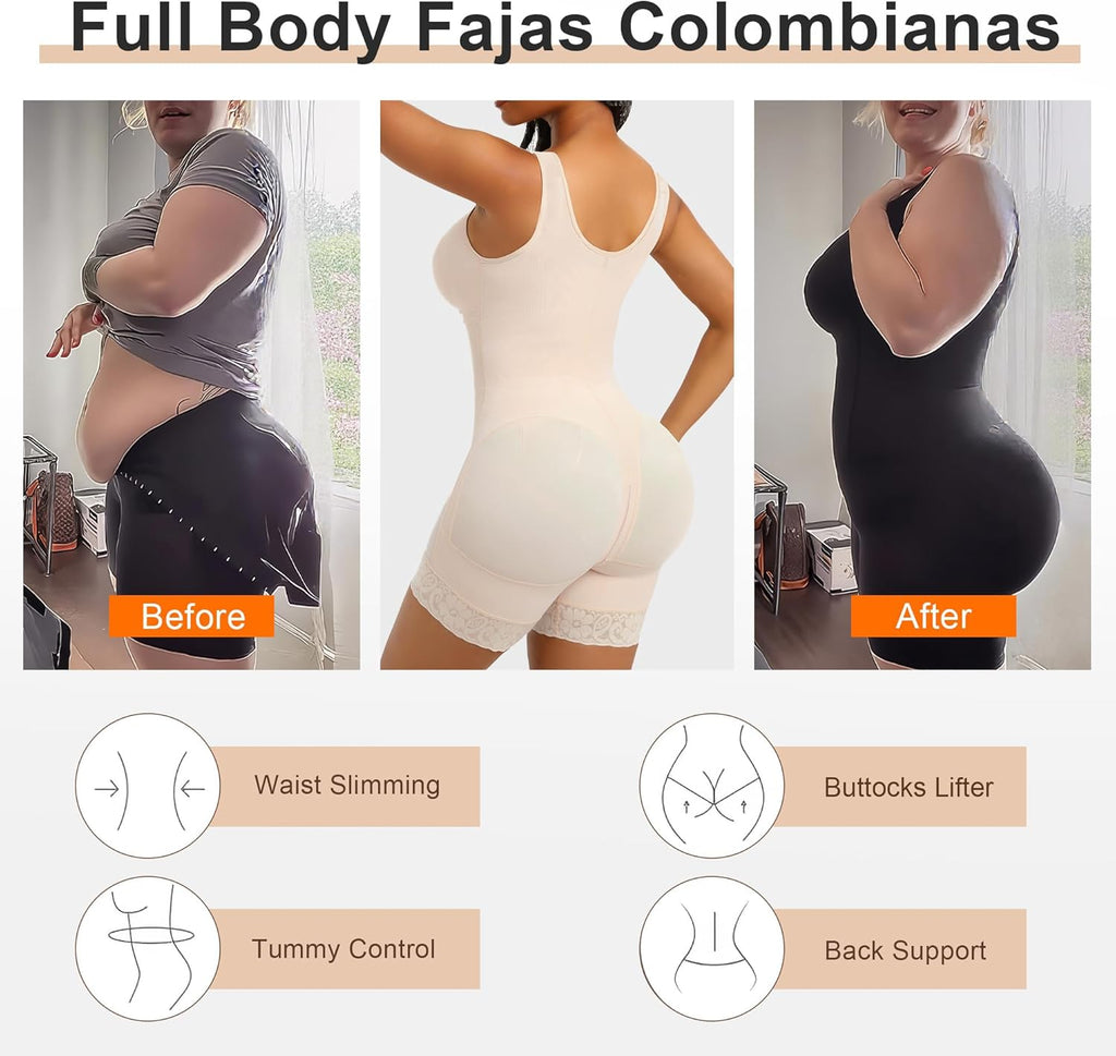 Women's Full Body Shapewear with Tummy Control & Butt Lift, Postpartum Compression Bodysuit