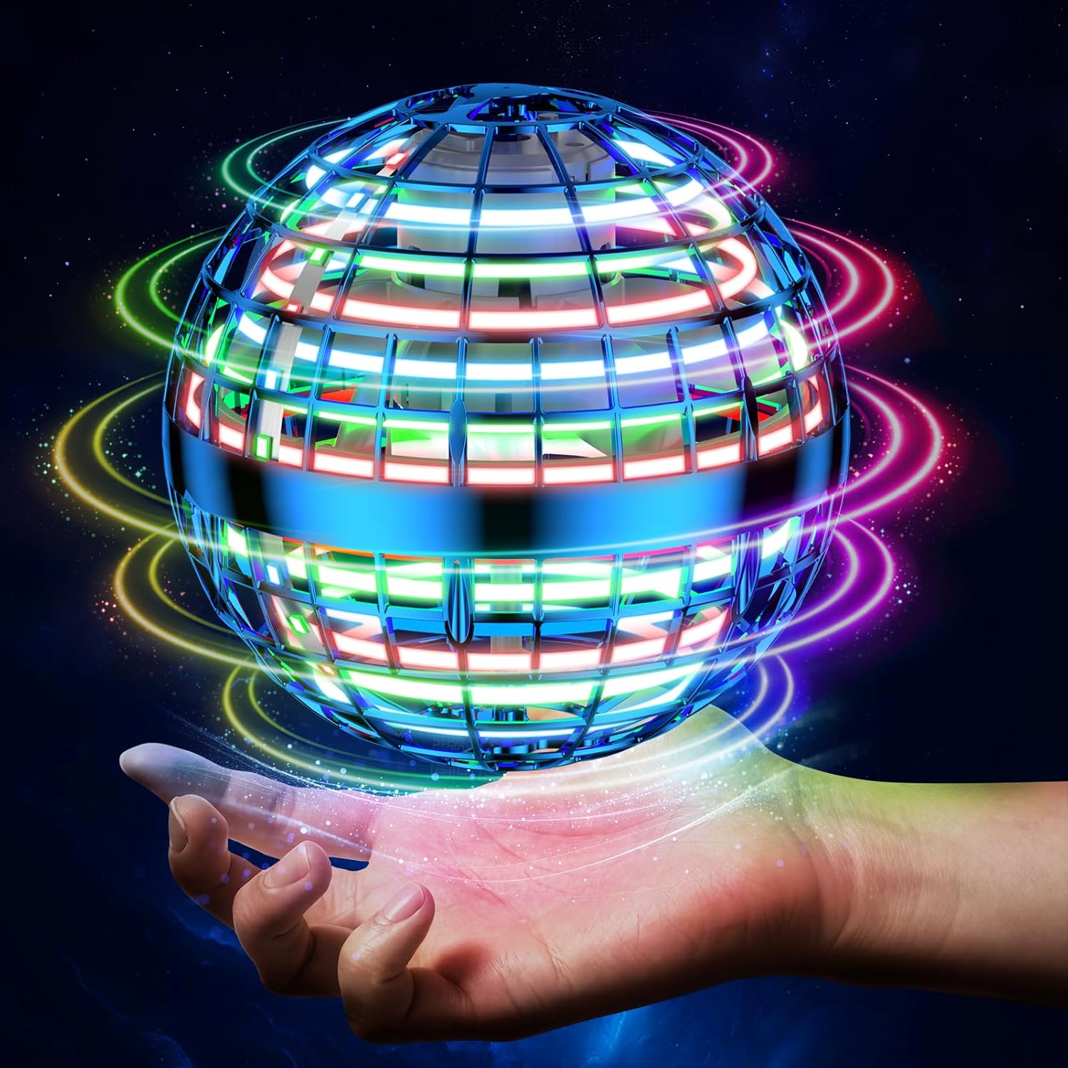 AI Flying Orb Ball Toy with LED Lights, 4 Flight Modes for Indoor Outdoor Play Ages 6+