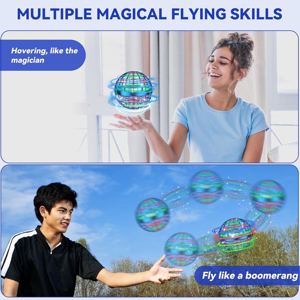AI Flying Orb Ball Toy with LED Lights, 4 Flight Modes for Indoor Outdoor Play Ages 6+