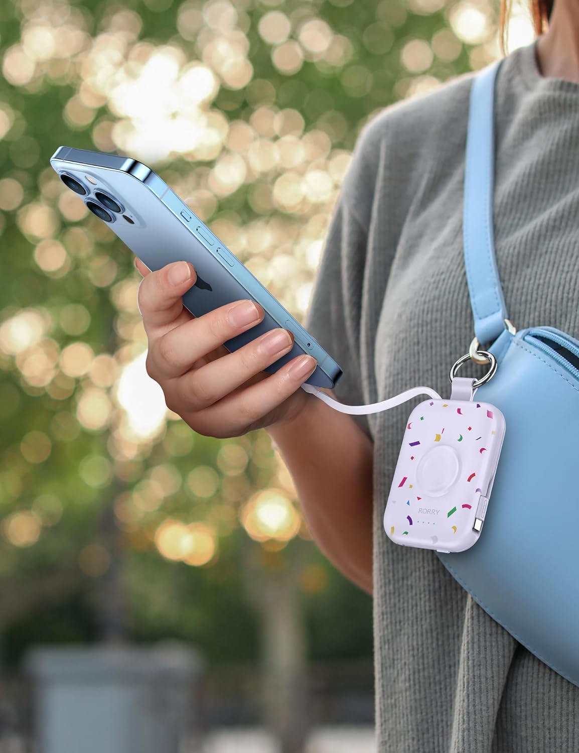 5000mAh Portable Charger with Built-in Cables, Keychain Power Bank for Smartwatches and Phones