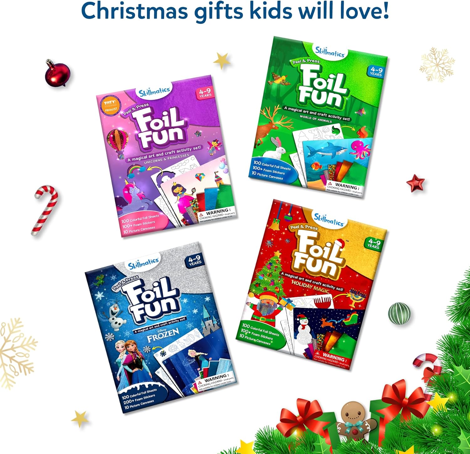 Foil Fun Holiday Art & Craft Kit for Kids Ages 4-9, Mess-Free Creative Activity