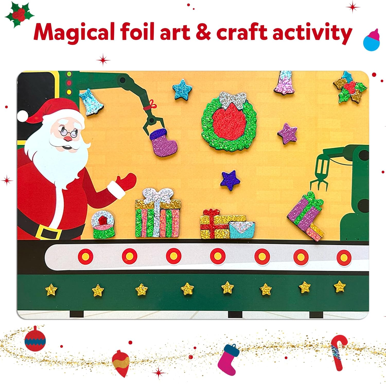 Foil Fun Holiday Art & Craft Kit for Kids Ages 4-9, Mess-Free Creative Activity