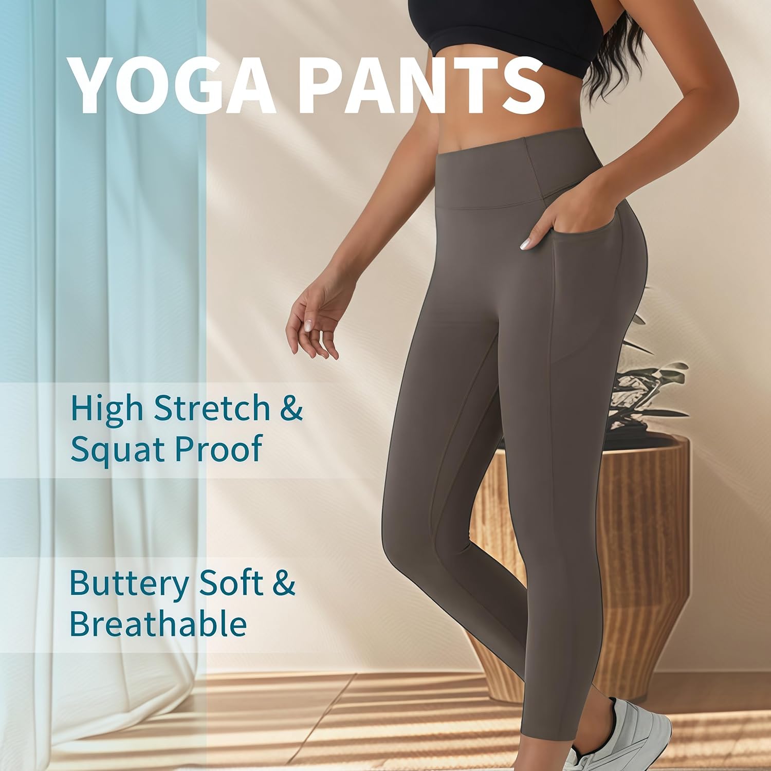 High Waisted Leggings with Pocket - Tummy Control, Butt Lifting, Squat Proof Yoga Pants