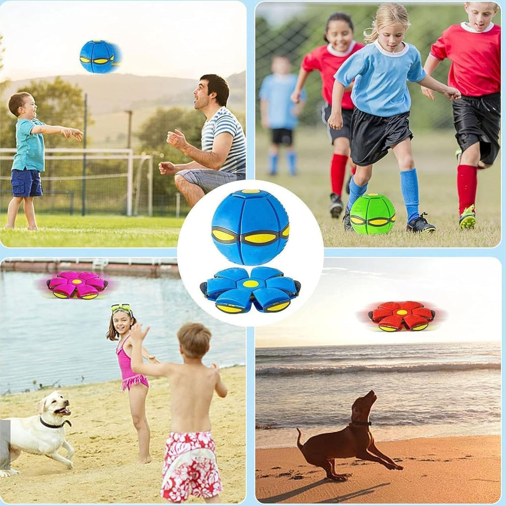 Magic Transforming Bouncing Ball & Flying Saucer Toy with LED Lights (2-Pack)