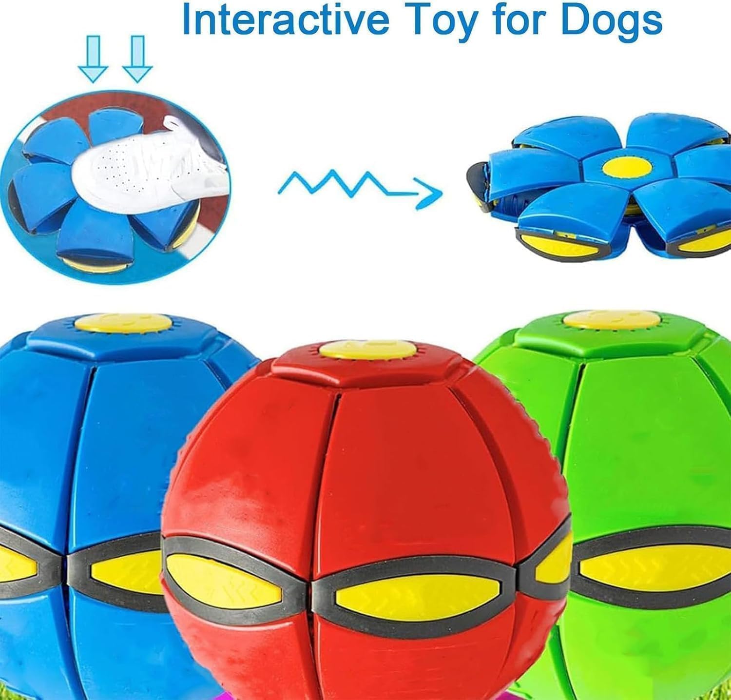 Magic Transforming Bouncing Ball & Flying Saucer Toy with LED Lights (2-Pack)