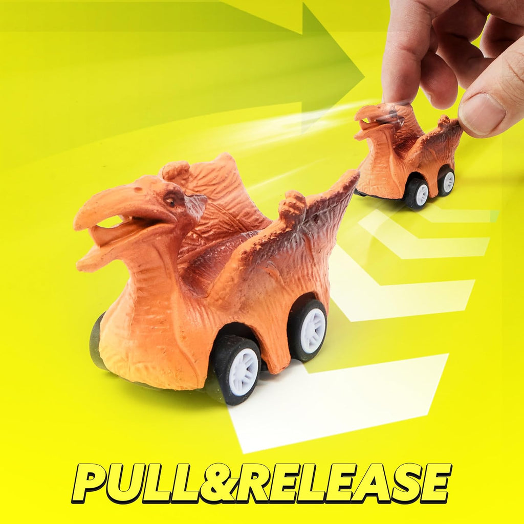 13-in-1 Dinosaur Transport Truck with 12 Pull Back Cars & Sounds, Educational Toy for Kids 3-5 Years