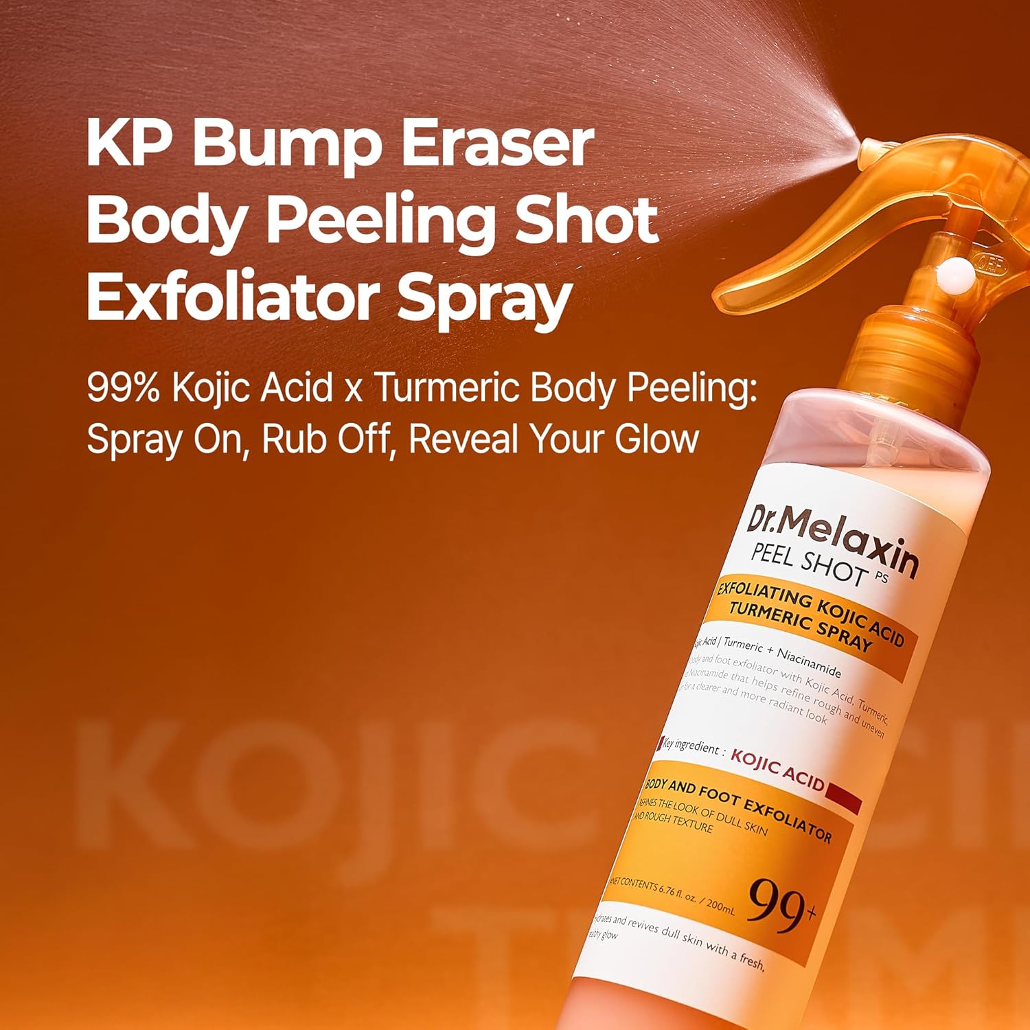 Kojic Acid & Turmeric Exfoliating Body Spray with Keratin for All Skin Types 200ml