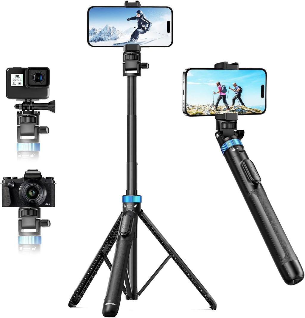 72-Inch Extendable Phone Tripod with Remote & Phone Holder - Universal Stand for Smartphones & Cameras