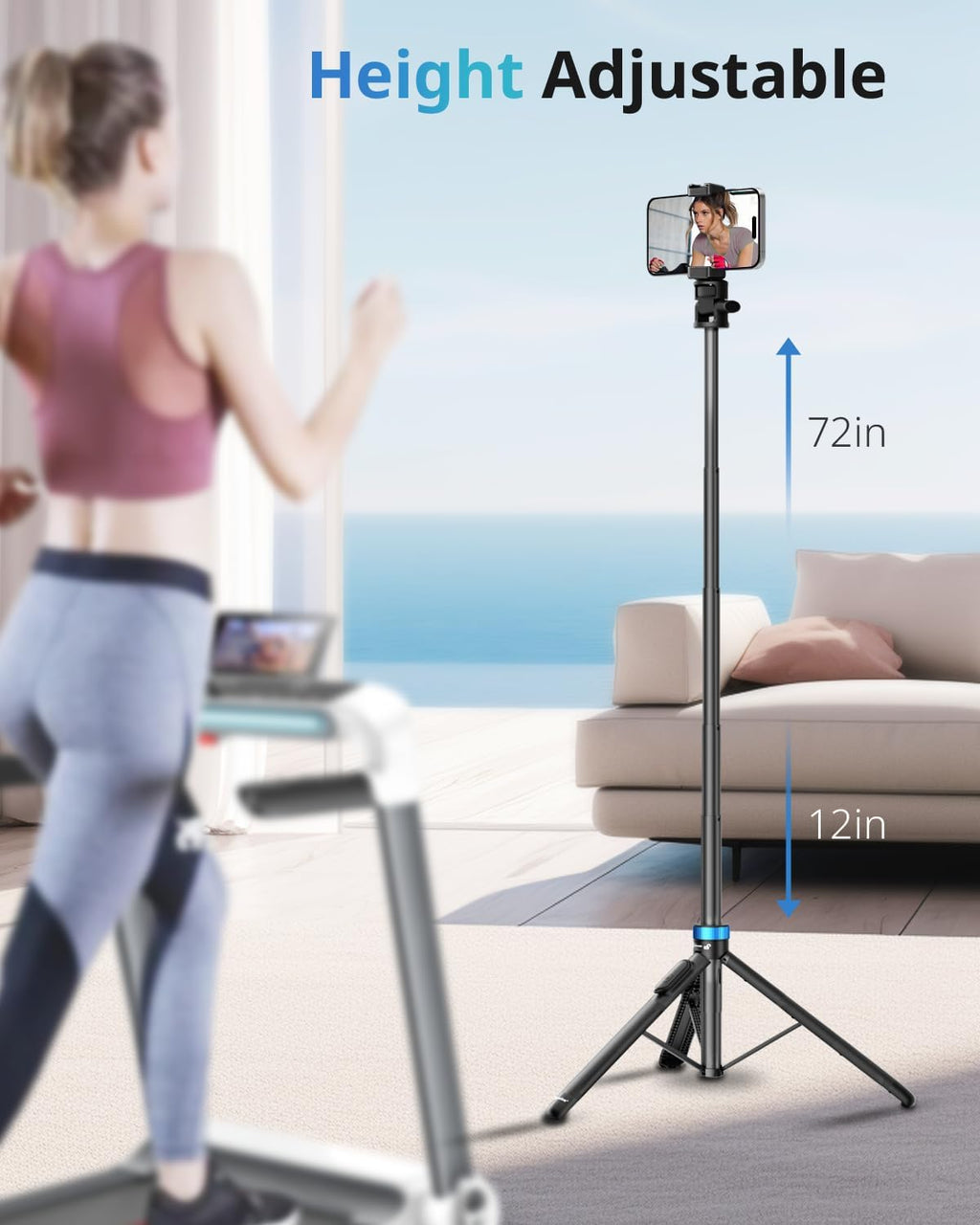 72-Inch Extendable Phone Tripod with Remote & Phone Holder - Universal Stand for Smartphones & Cameras