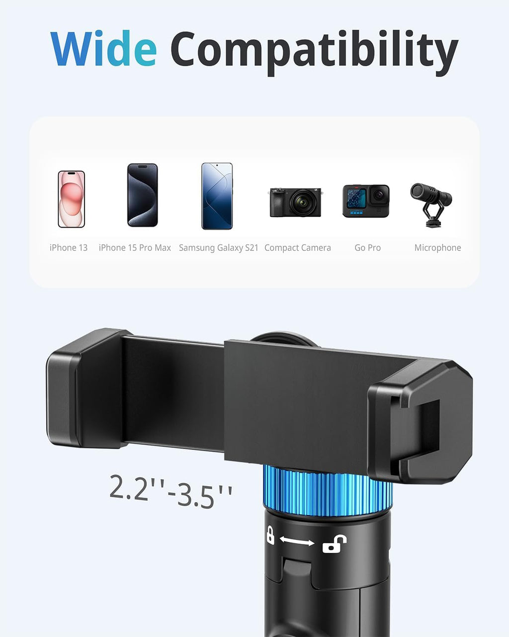 72-Inch Extendable Phone Tripod with Remote & Phone Holder - Universal Stand for Smartphones & Cameras
