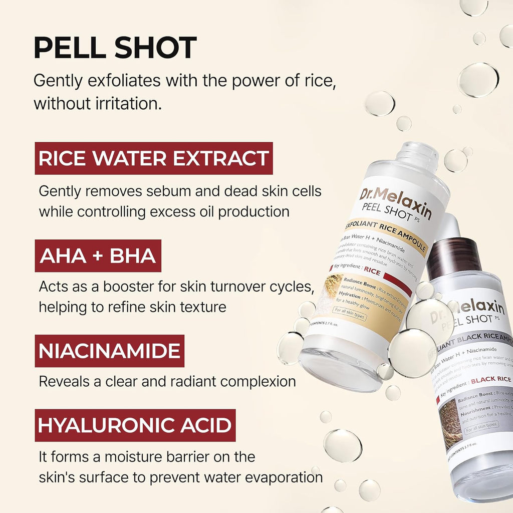 Dual-Action Rice Peel Ampoule & Scrub for Face and Body, Blackhead Remover
