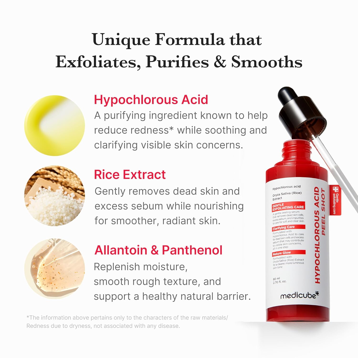 Hypochlorous Acid Rice Peel Shot | Gentle Exfoliating Serum for Dead Skin Cells & Pore Care