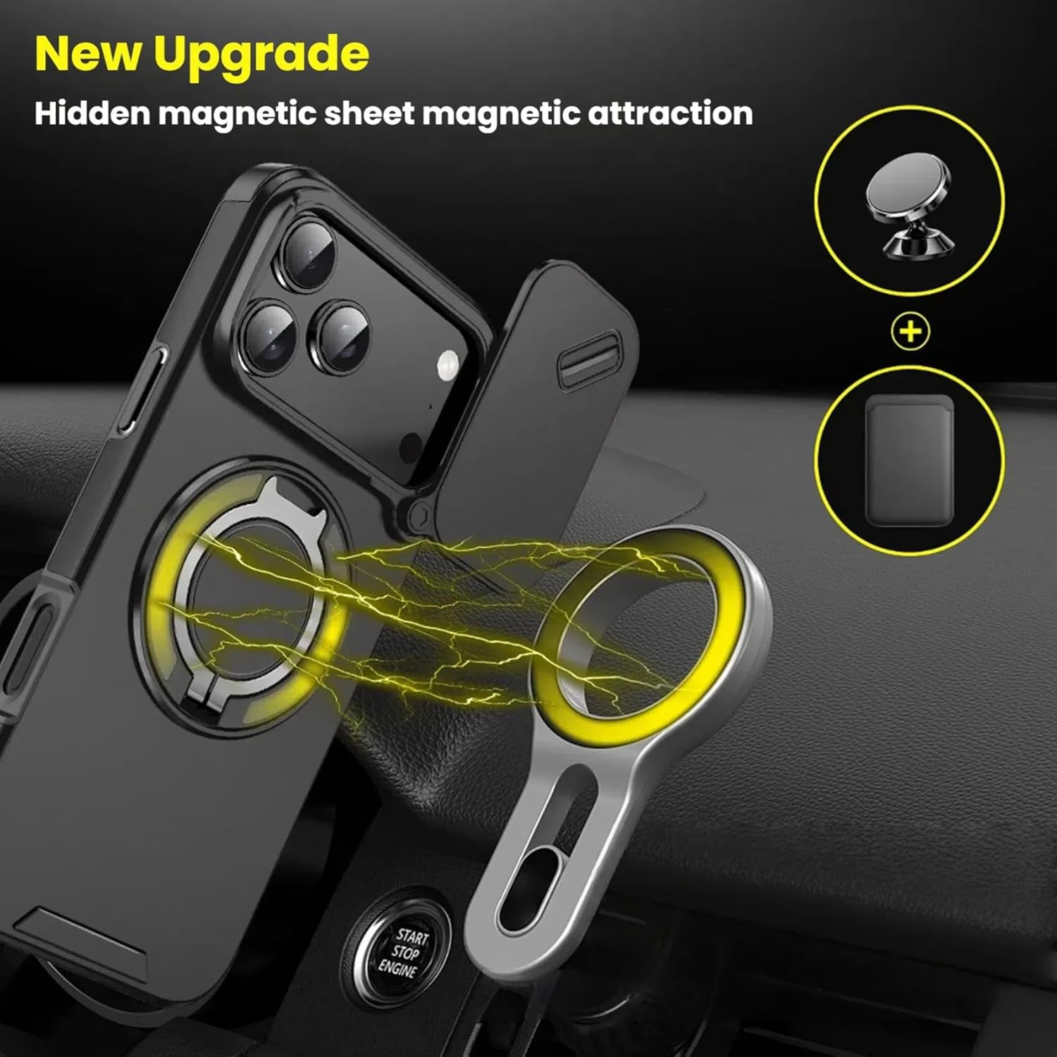 Slide Camera Protection Magnetic Stand Phone Case with Rotatable Kickstand