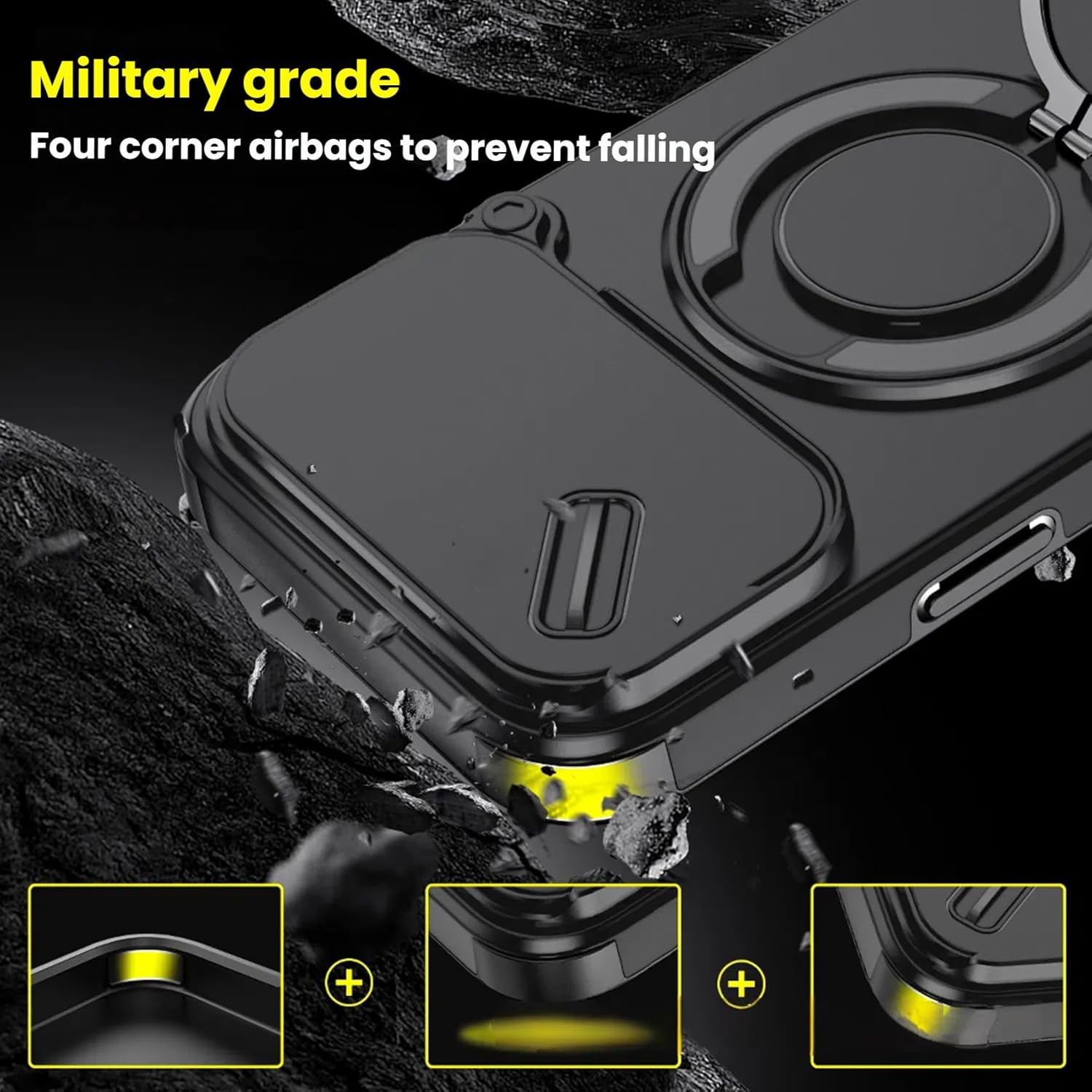 Slide Camera Protection Magnetic Stand Phone Case with Rotatable Kickstand