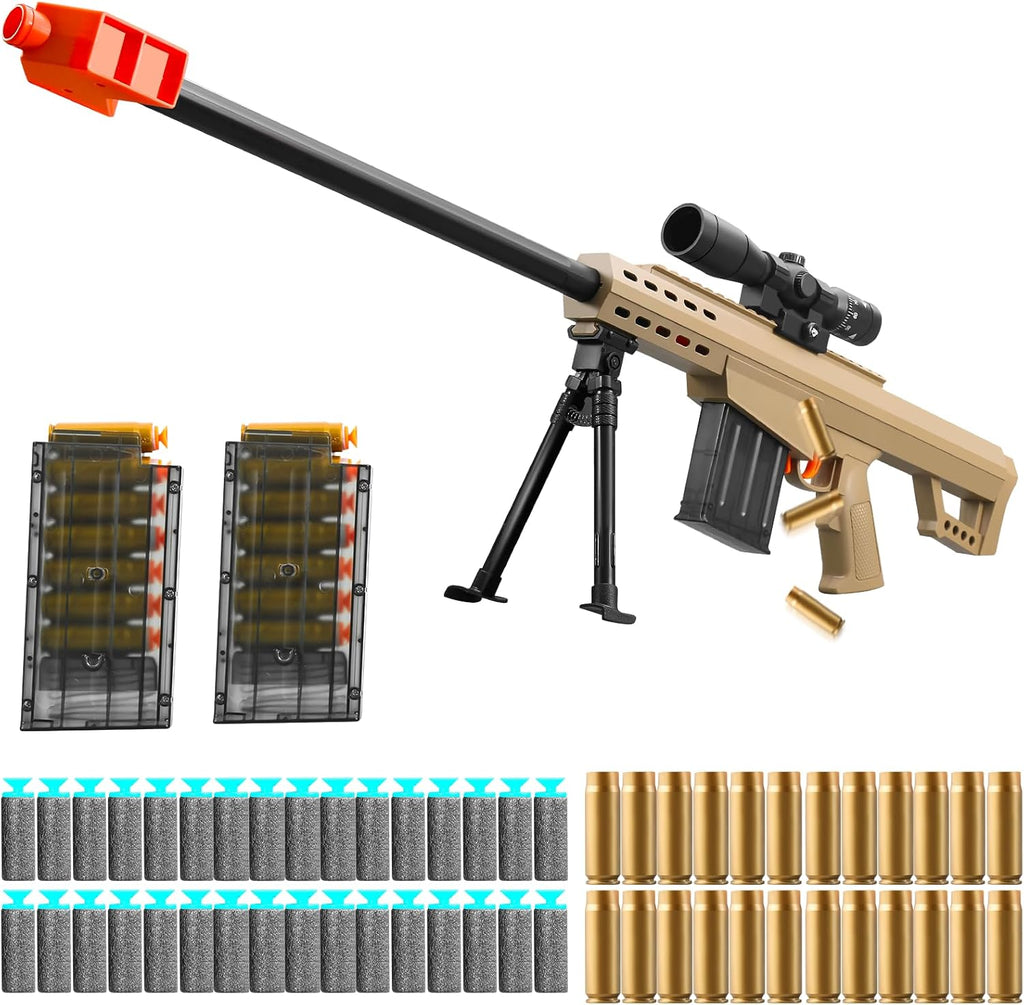 37in Realistic Sniper Rifle Toy with Scope, Shell Ejecting Foam Blaster Gun for Outdoor Games