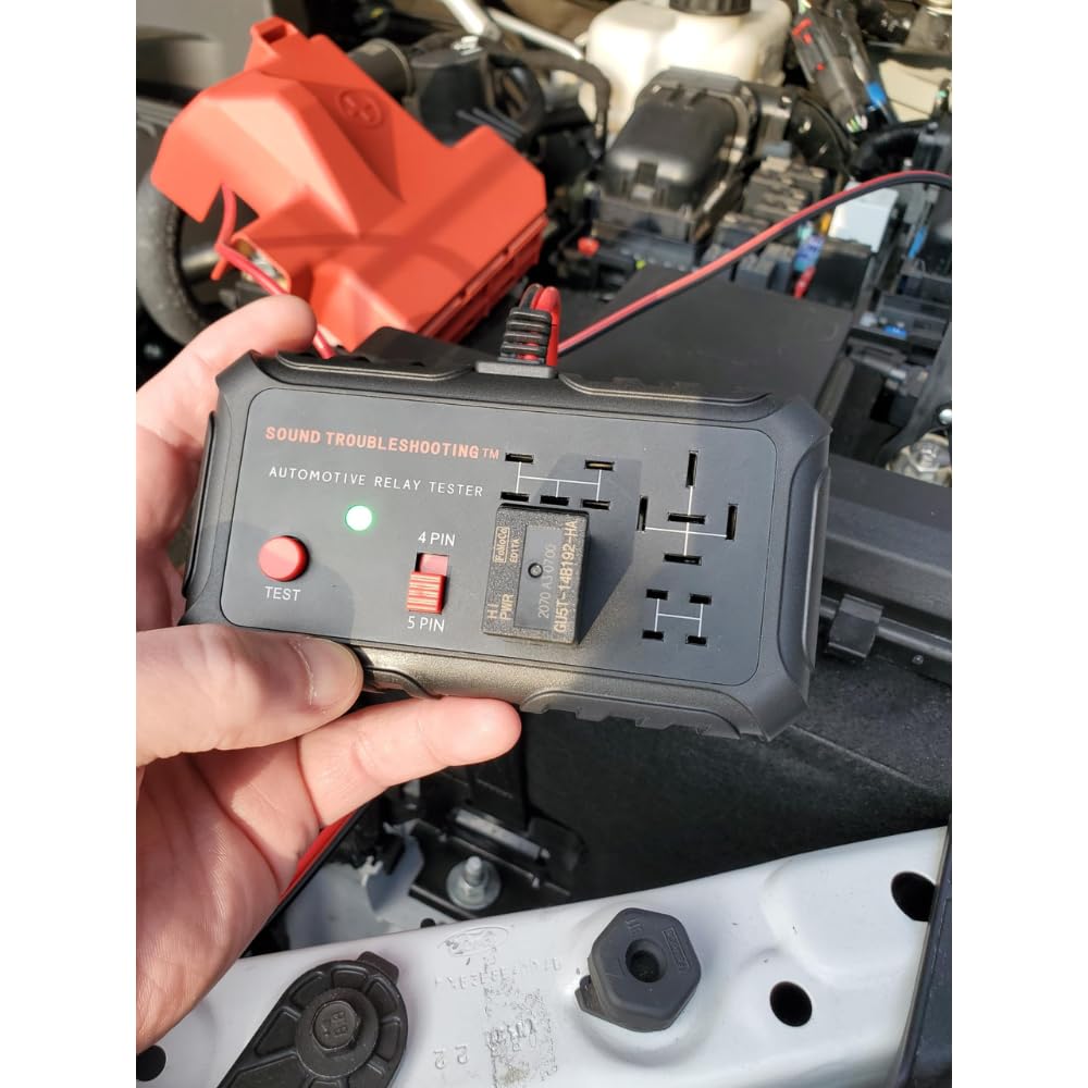 Automotive Relay Tester - 4 & 5 Pin 12V Diagnostic Tool with Battery Clips