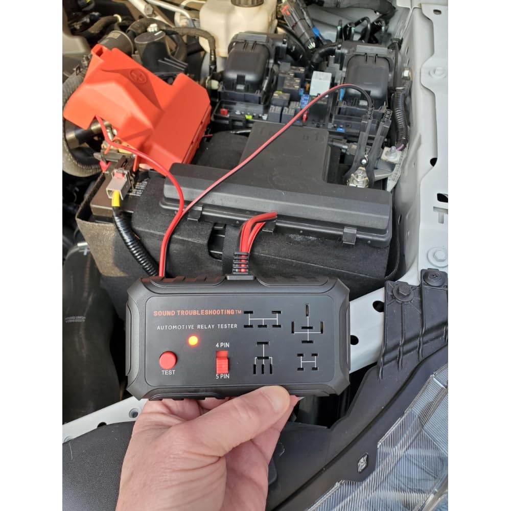 Automotive Relay Tester - 4 & 5 Pin 12V Diagnostic Tool with Battery Clips