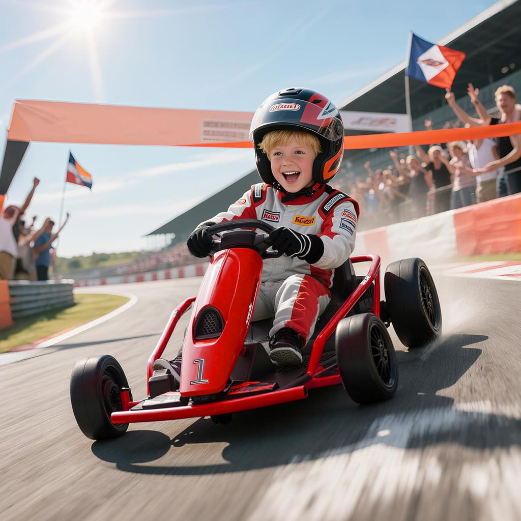 24V Electric Go Kart for Kids 8-12, 8.1 MPH Drifting Car with Safety Features