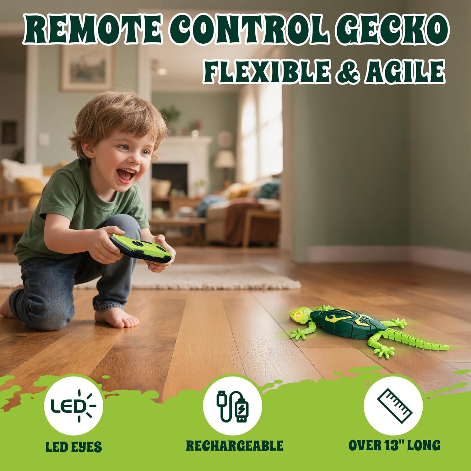 Remote Control Gecko Robot Toy, Rechargeable Wall Climbing RC Animal for Kids Ages 4-8