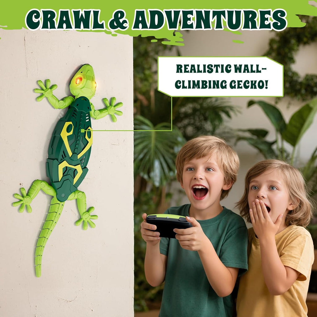 Remote Control Gecko Robot Toy, Rechargeable Wall Climbing RC Animal for Kids Ages 4-8