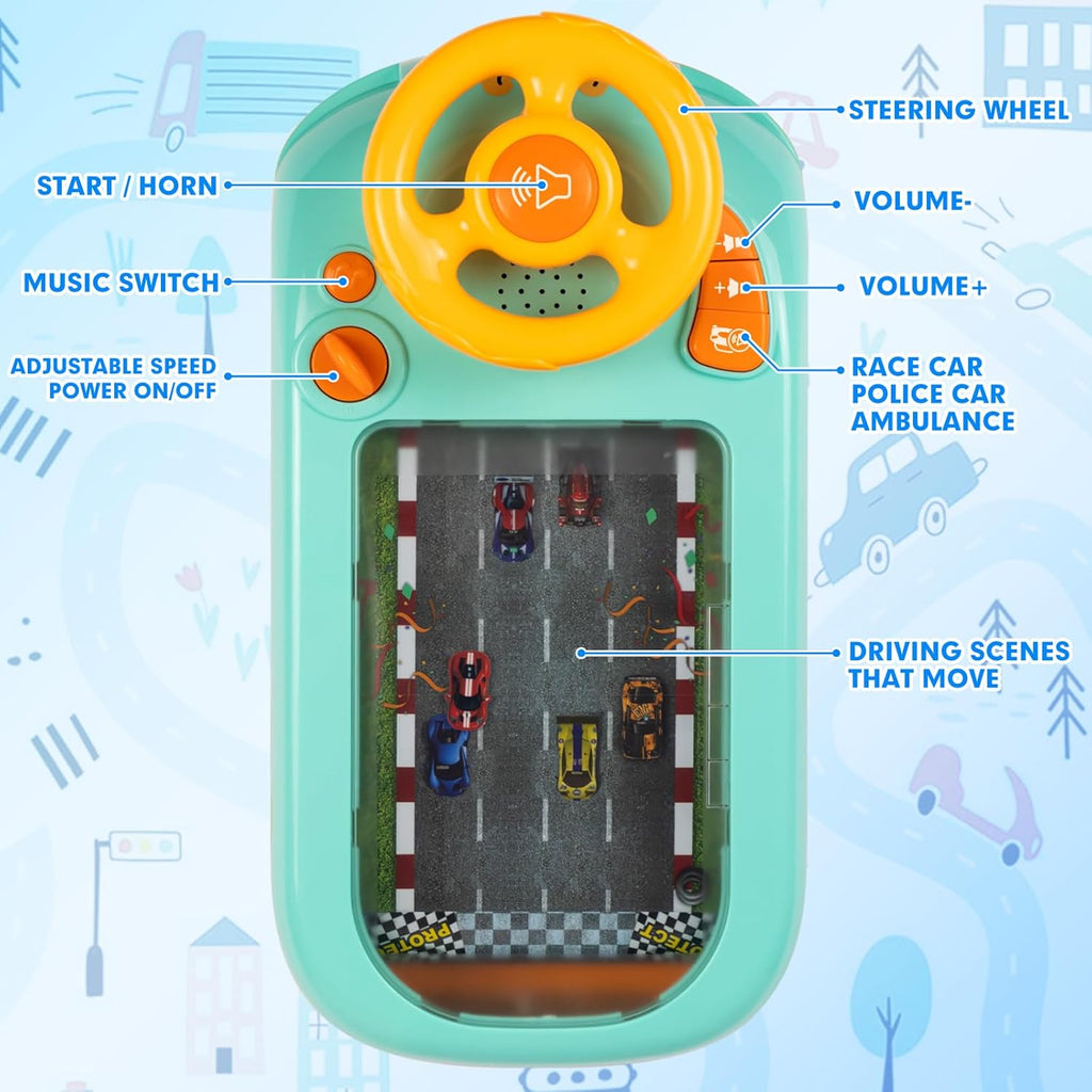 Interactive Kids Steering Wheel Toy with Sounds & Music, Educational Driving Game for Ages 3+