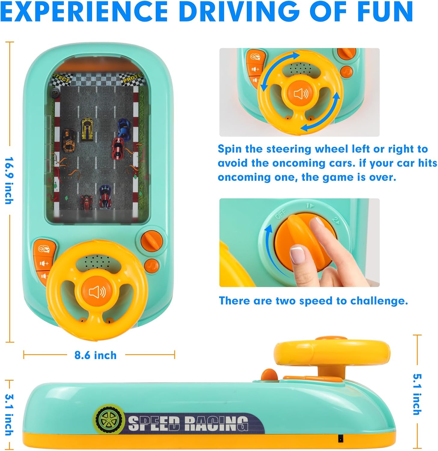 Interactive Kids Steering Wheel Toy with Sounds & Music, Educational Driving Game for Ages 3+