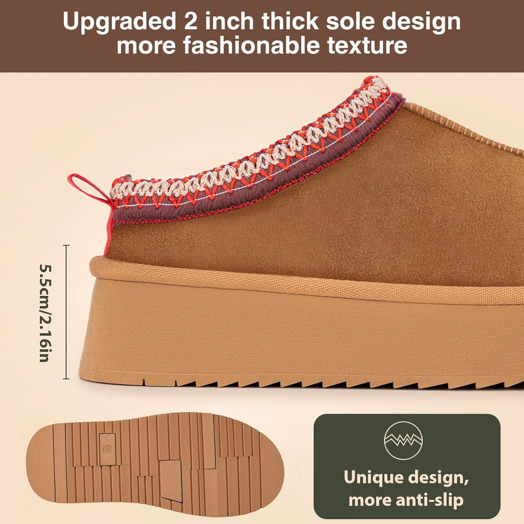 Women's Platform Slipper Boots - Fluffy Warm Winter Ankle Boots for Indoor Outdoor
