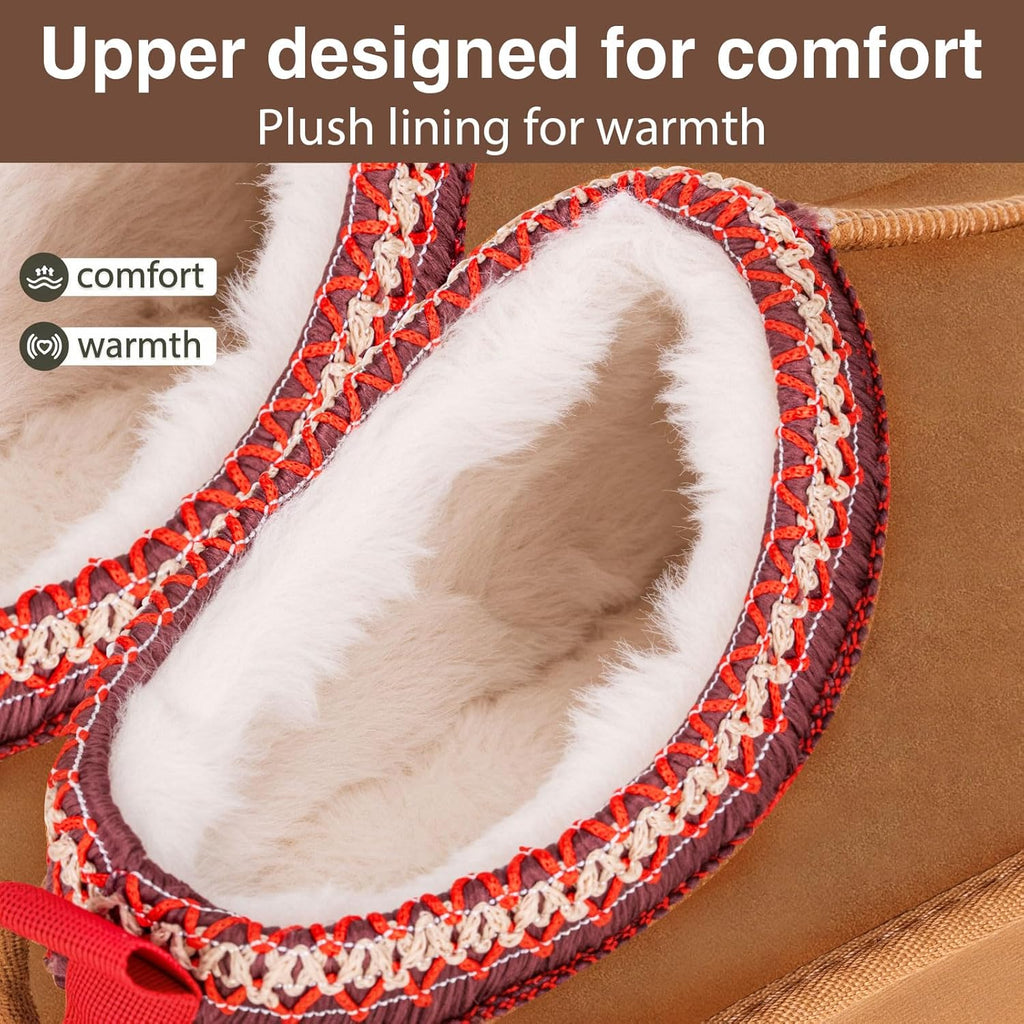 Women's Platform Slipper Boots - Fluffy Warm Winter Ankle Boots for Indoor Outdoor