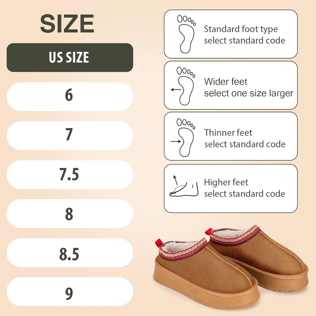 Women's Platform Slipper Boots - Fluffy Warm Winter Ankle Boots for Indoor Outdoor