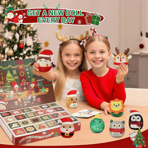2025 Christmas Advent Calendar with 24 Mini Plush Toys – 3.15" Squishy Stuffed Animals for Kids & Collectors