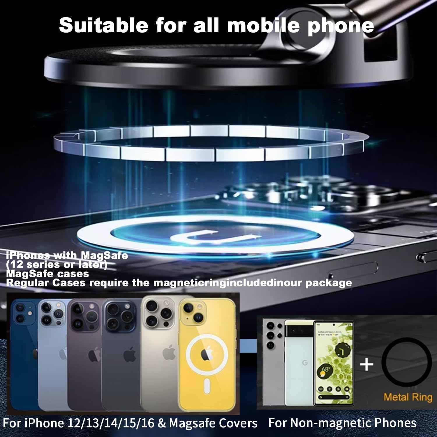 360° Vacuum Magnetic Phone Holder with Foldable Design for Car and Multi-Surface Use