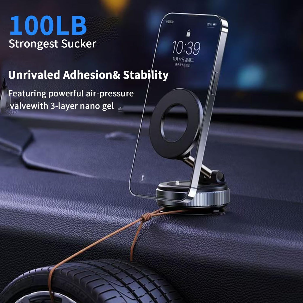 360° Vacuum Magnetic Phone Holder with Foldable Design for Car and Multi-Surface Use