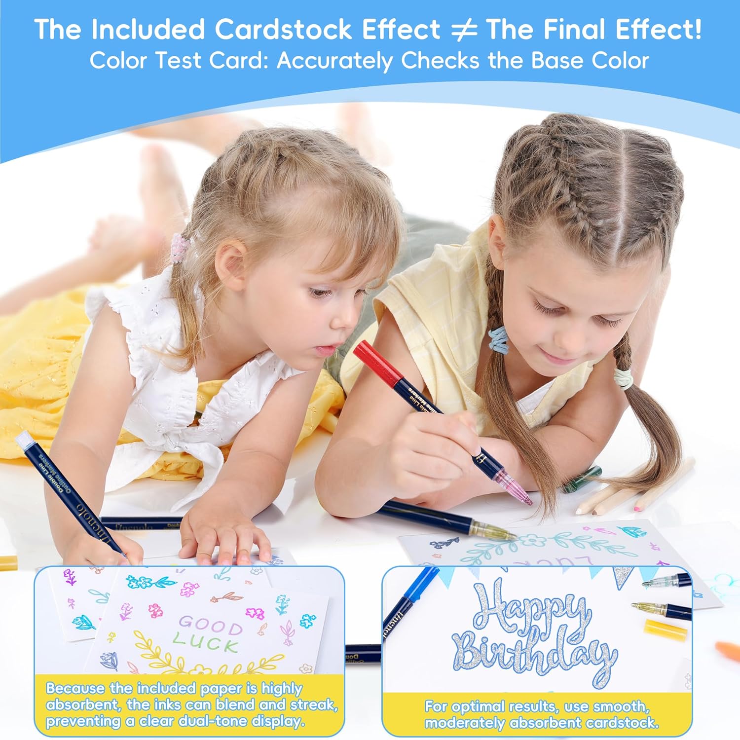 36 Colors Double Line Outline Markers with Metallic & Glitter Effects for DIY Art and Card Making