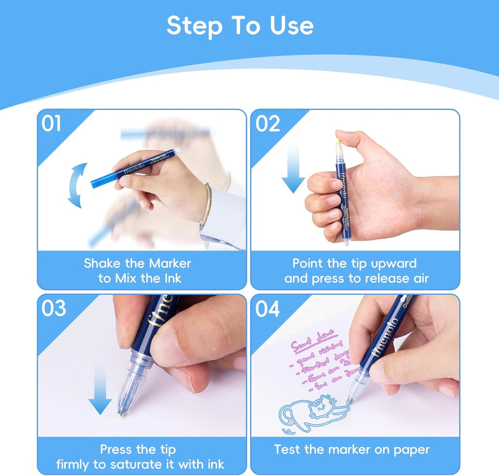 36 Colors Double Line Outline Markers with Metallic & Glitter Effects for DIY Art and Card Making