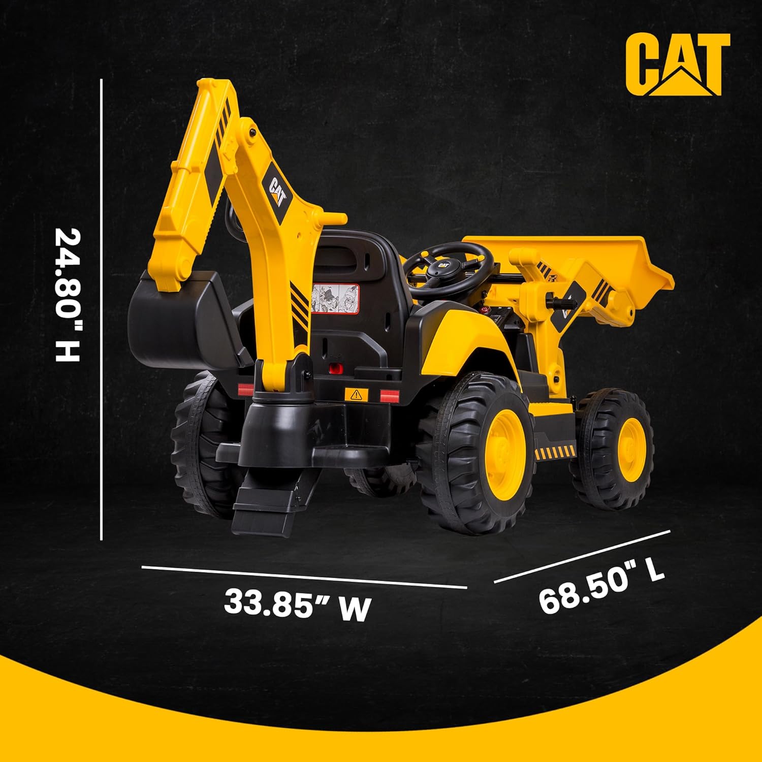 12V Ride-On Excavator Toy with Realistic Sounds, 2.5-5 mph, for Kids 3-6 Years