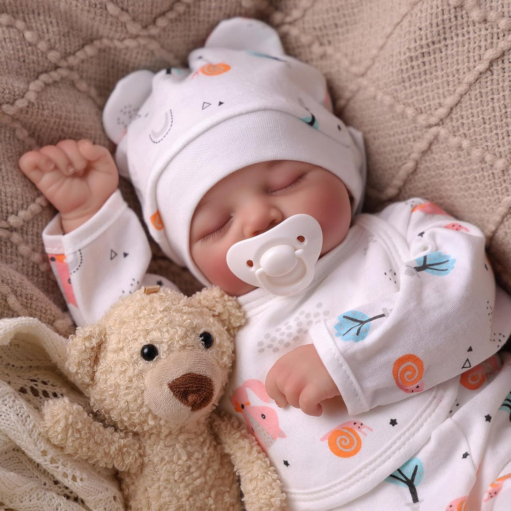 17 Inch Realistic Sleeping Newborn Baby Doll with Soft Poseable Body & Accessories