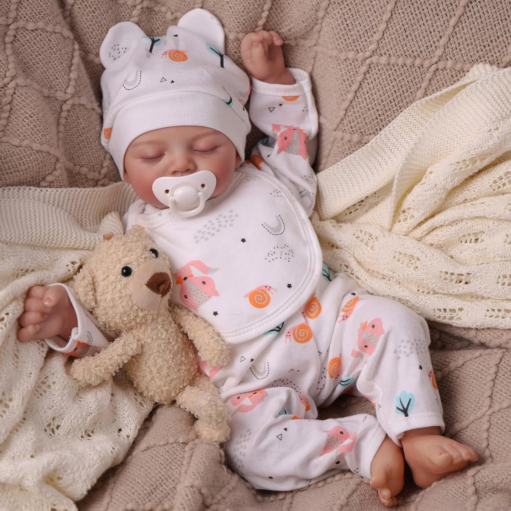 17 Inch Realistic Sleeping Newborn Baby Doll with Soft Poseable Body & Accessories