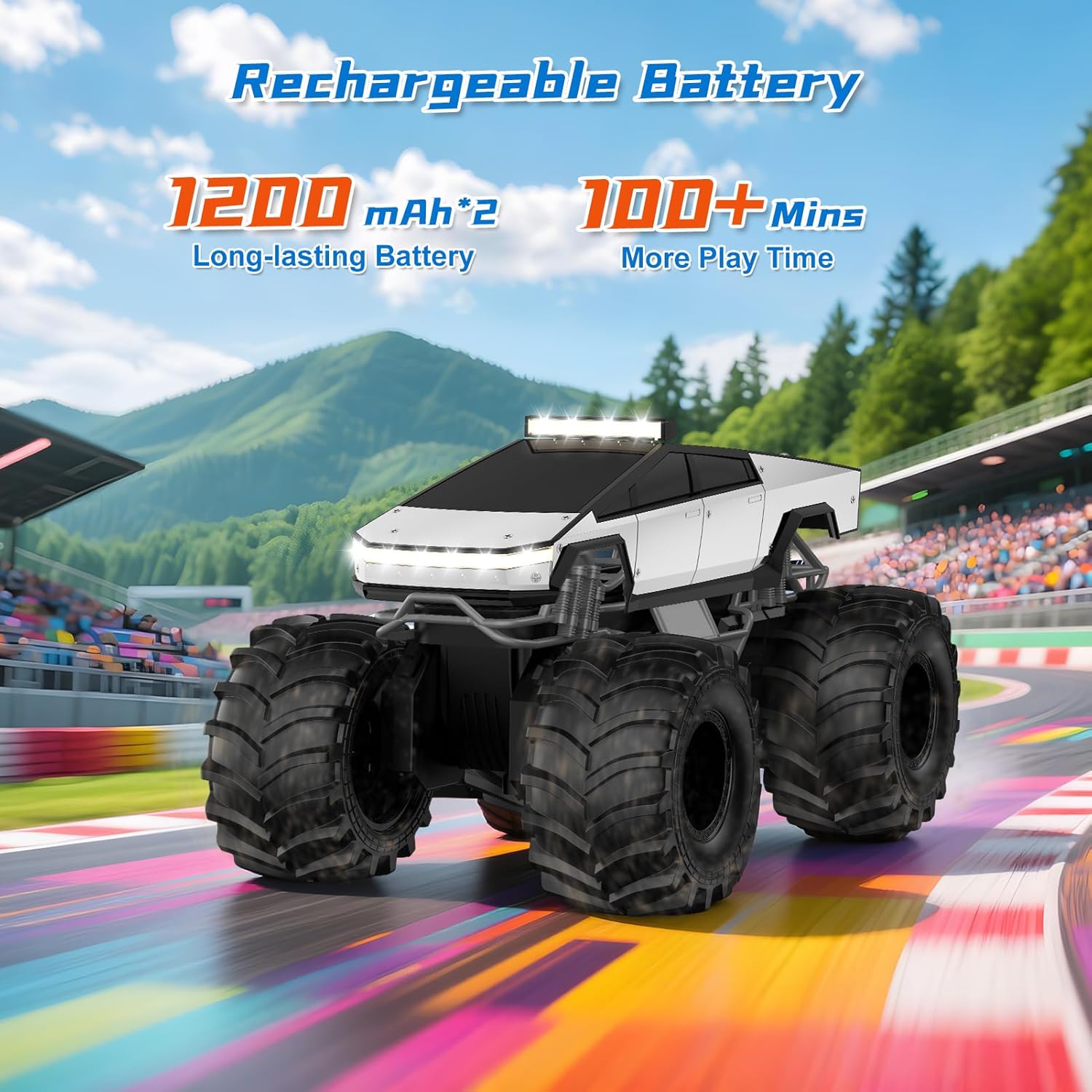Amphibious Remote Control Car, 1:18 Waterproof RC Truck, 4WD All-Terrain Off-Road Toy for Kids