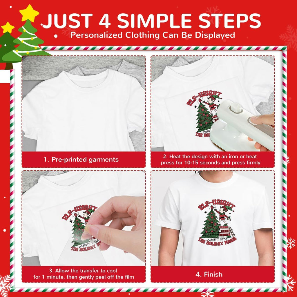 24Pcs Retro Christmas DTF Transfers with Gingerbread Dinosaurs for DIY Holiday Crafts