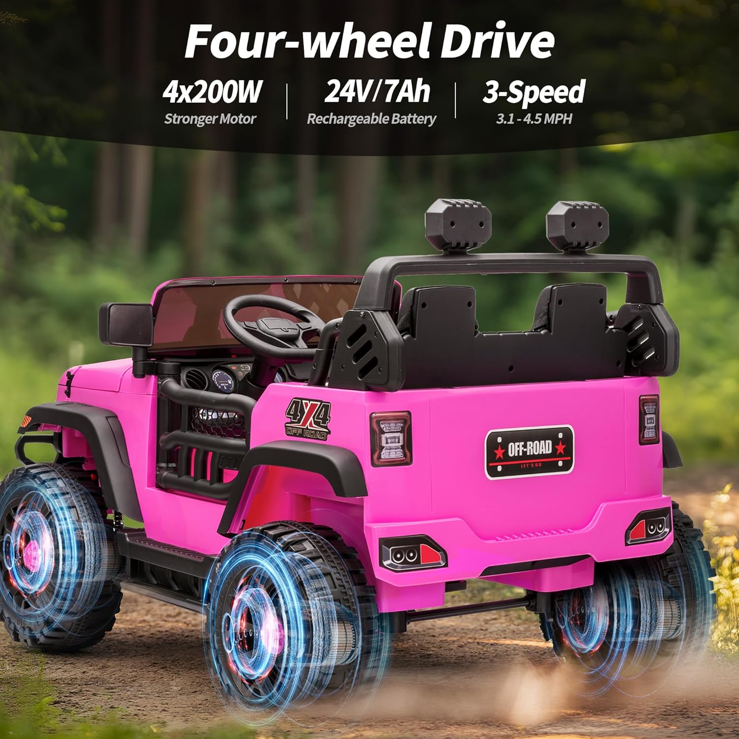 24V 2-Seater Kids Electric Ride-On Truck with Remote Control, 4x4 All-Terrain