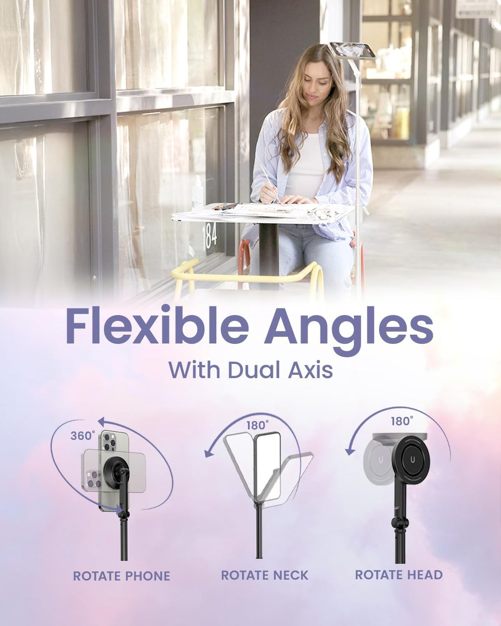 Magnetic Phone Tripod with Auto-Open Design - 66'' Selfie Stick with Remote