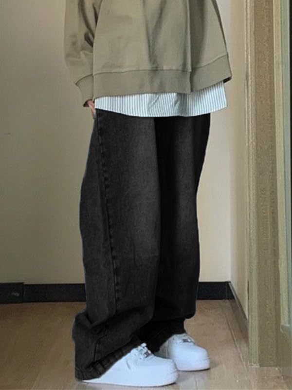 Women's Baggy Jeans Mid-Low Waist Boyfriend Vintage Wide Leg Denim Pants