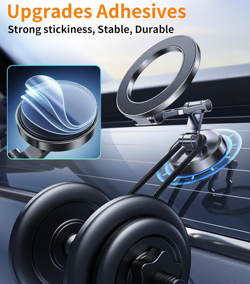 All-Metal Tri-Fold Magnetic Car Phone Mount with 360° Rotation & Super Strong Magnet