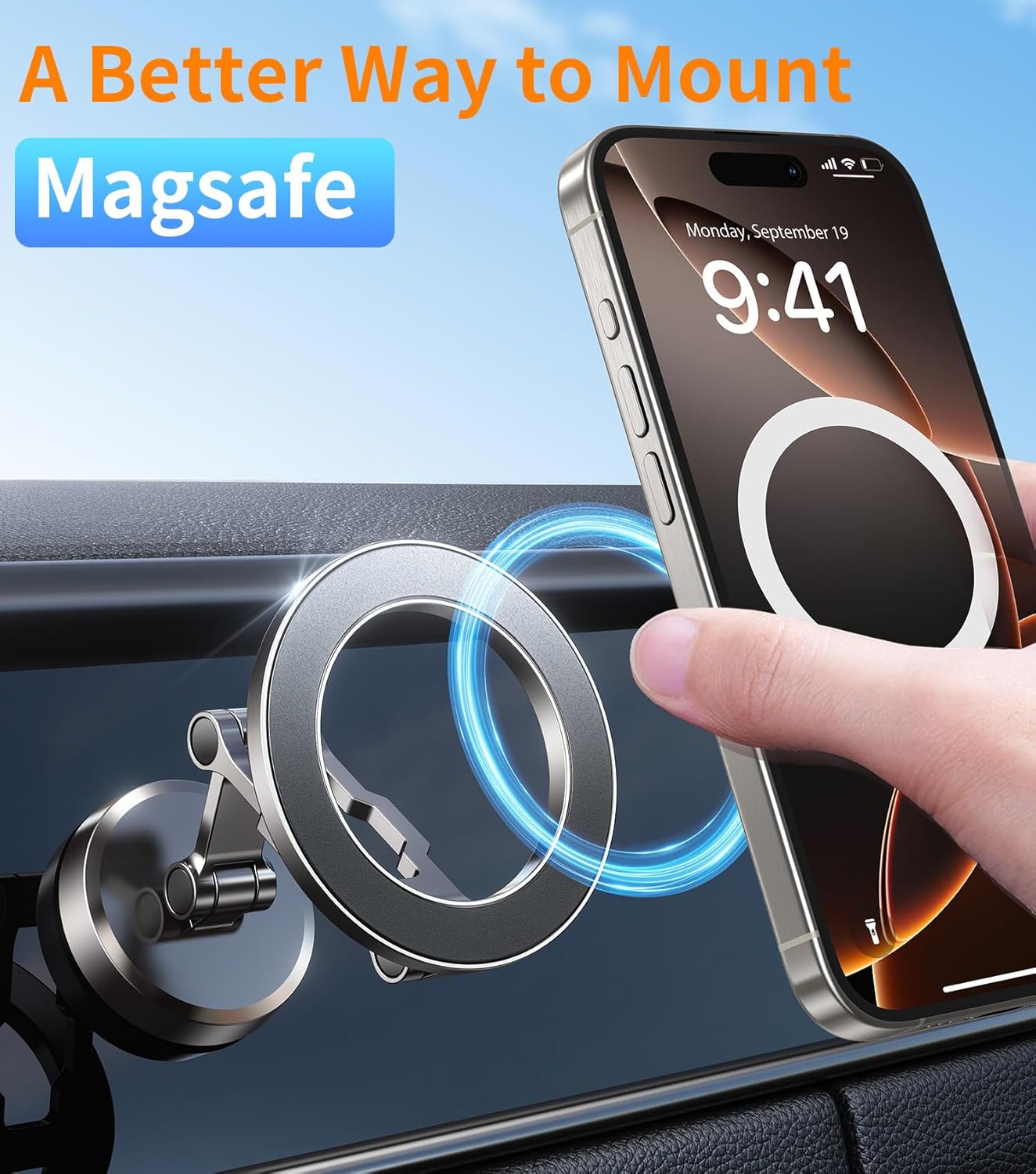 All-Metal Tri-Fold Magnetic Car Phone Mount with 360° Rotation & Super Strong Magnet