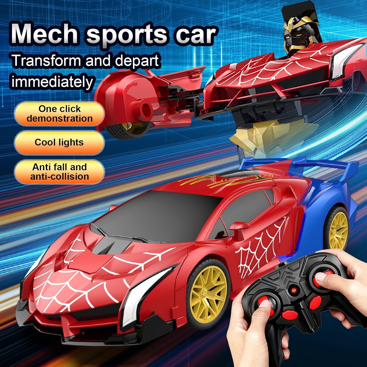 Transform RC Car with One-Button Deformation & 360° Rotation, 2.4Ghz Remote Control Toy for Kids Ages 3-12