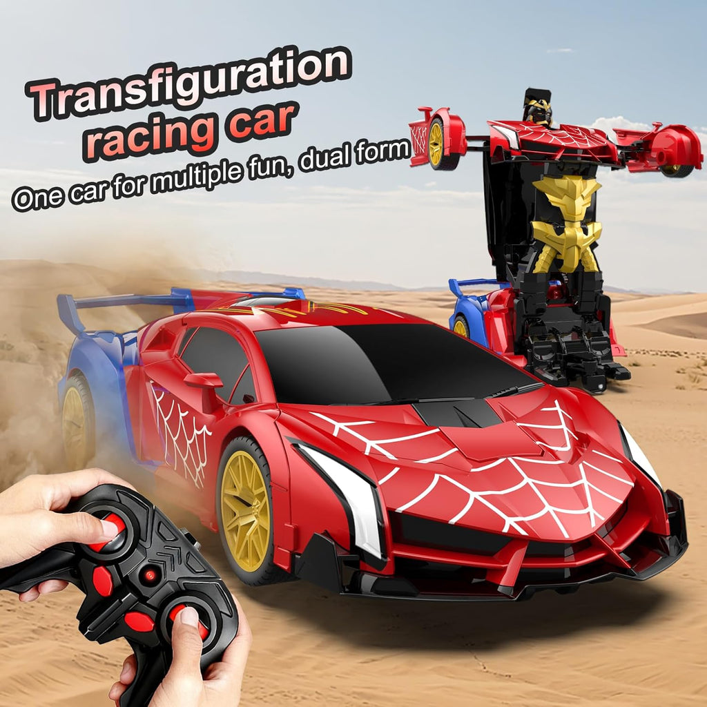 Transform RC Car with One-Button Deformation & 360° Rotation, 2.4Ghz Remote Control Toy for Kids Ages 3-12
