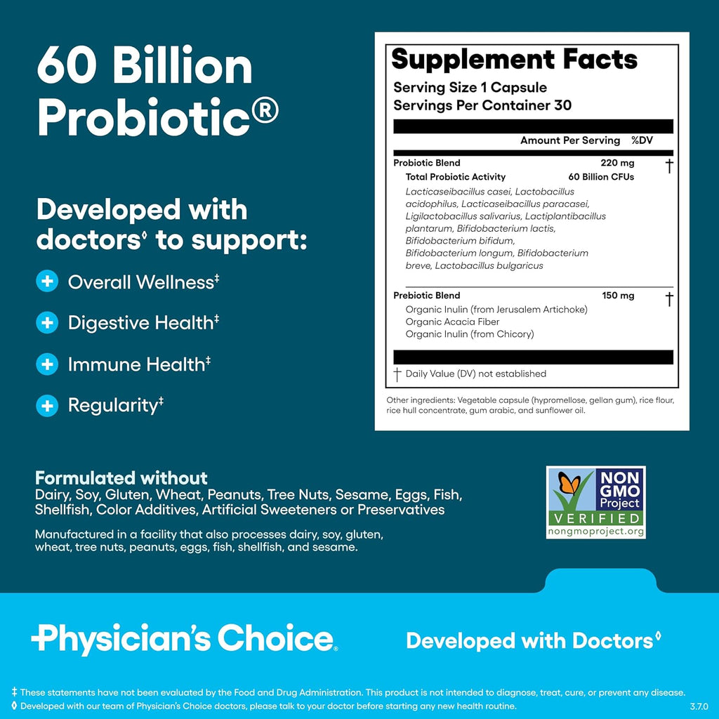 60 Billion Probiotic Bundle with Digestive Enzymes for Gut Health Support